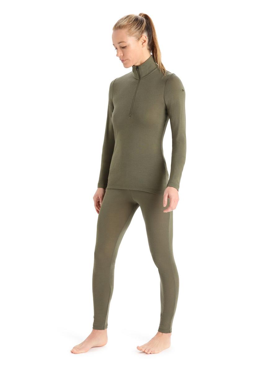 Icebreaker Merino 175 Everyday Long Sleeve Half Zip Thermal Top Női Base Layers Olivazöld | HU 1862DFMN